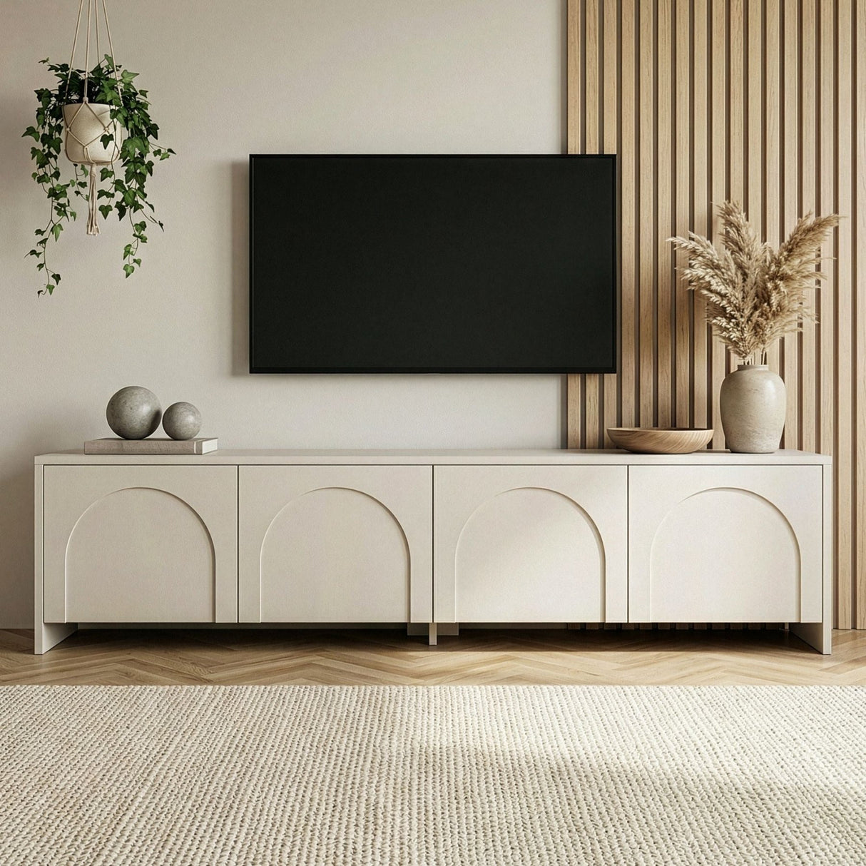 Aurelia TV-skab creme 180 cm Melaminbelagt træ