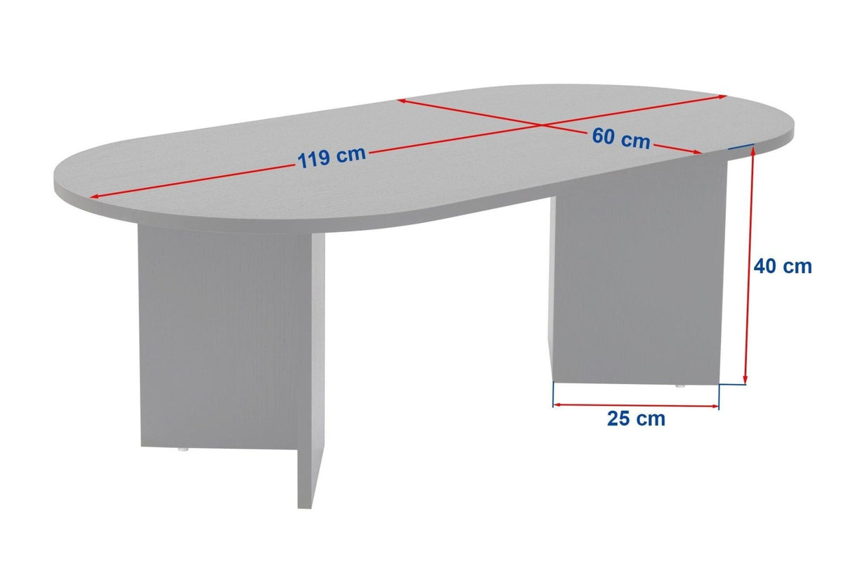 Ovalt sofabord valnød melamin - Japandi - 119x60 cm - Sota