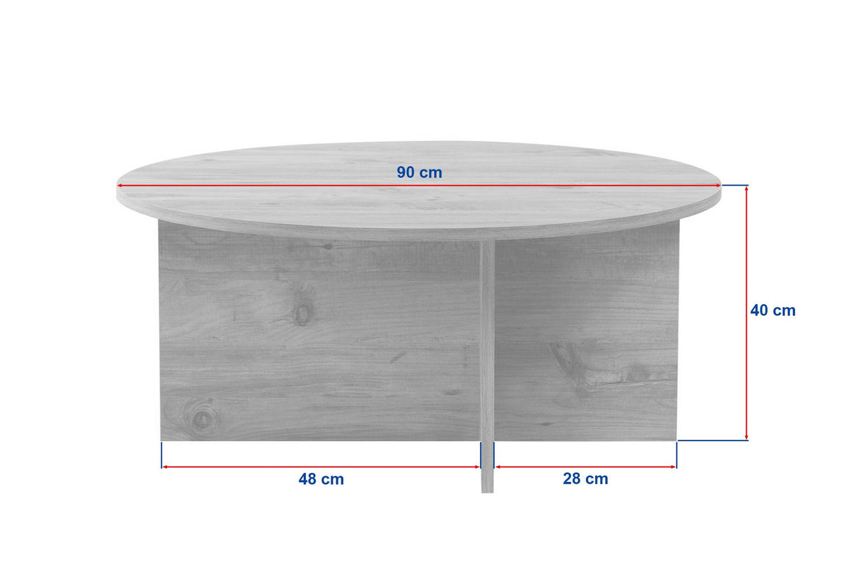 Ronde salontafel Dakota travertin melamine 90x90x40 cm