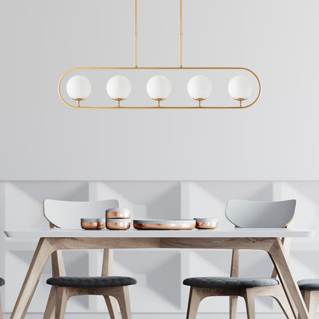 Hængelampe 5-lys Guld Beige Glas Lucent