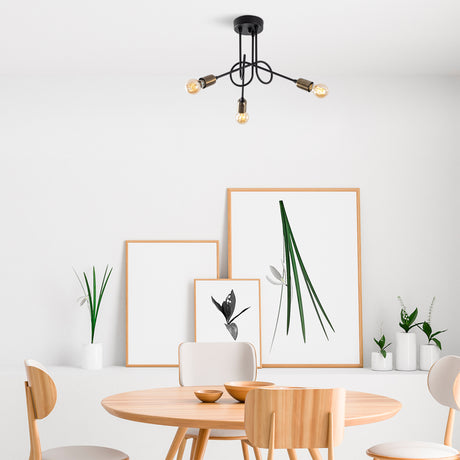 Hængelampe 3-lys Sort Metal Pulse