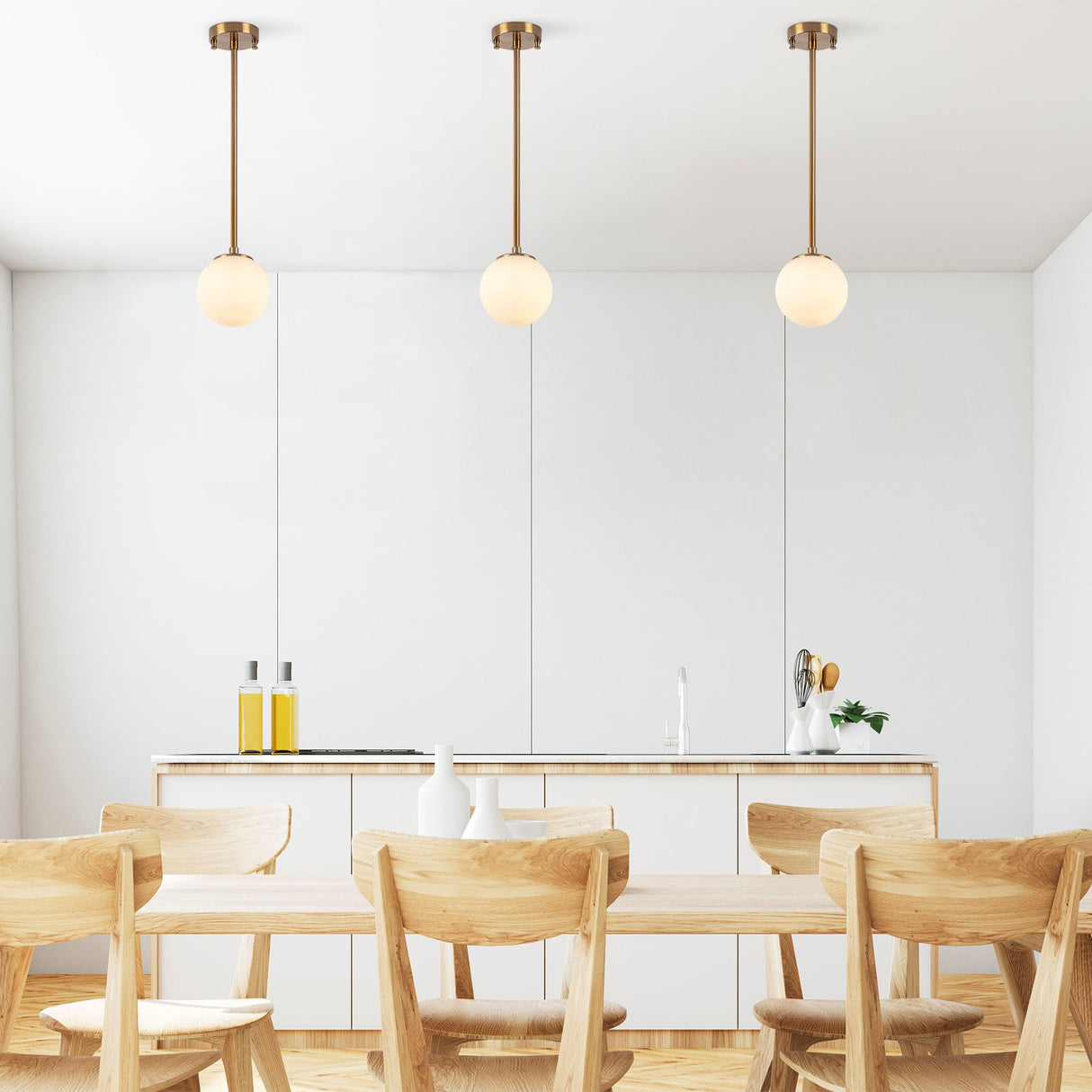 Hængelampe 3-lys Bronze med Hvid Skærm Metal Flint