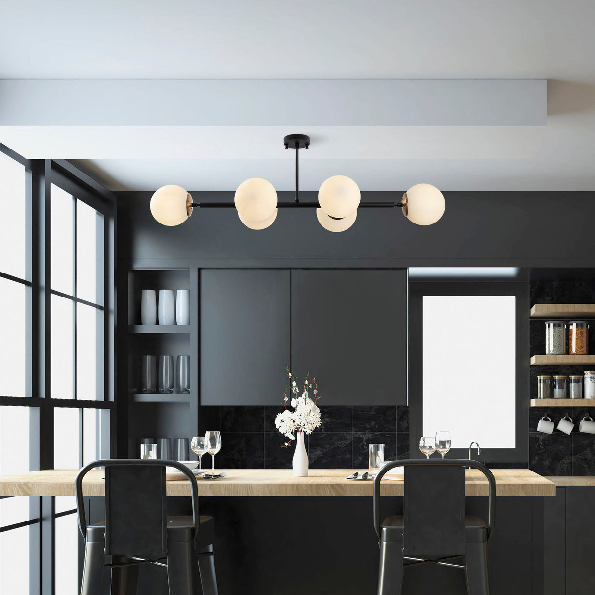 Hængelampe 6-lys Crème Glas Radiance