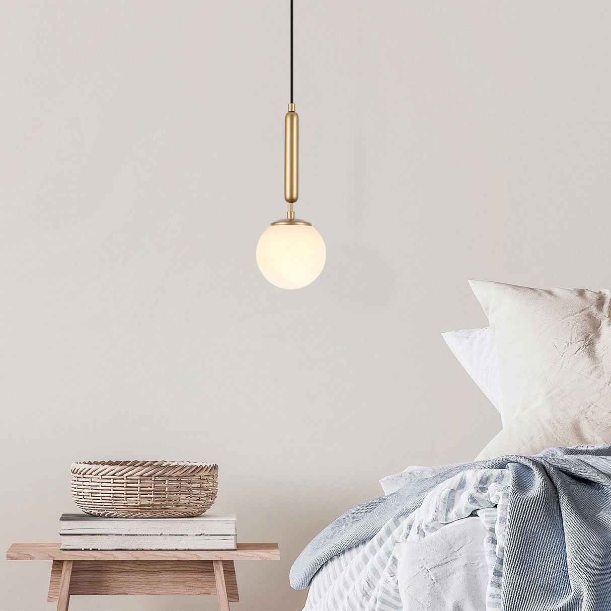 Pendellampe 1-lys Guld Glas Cascade