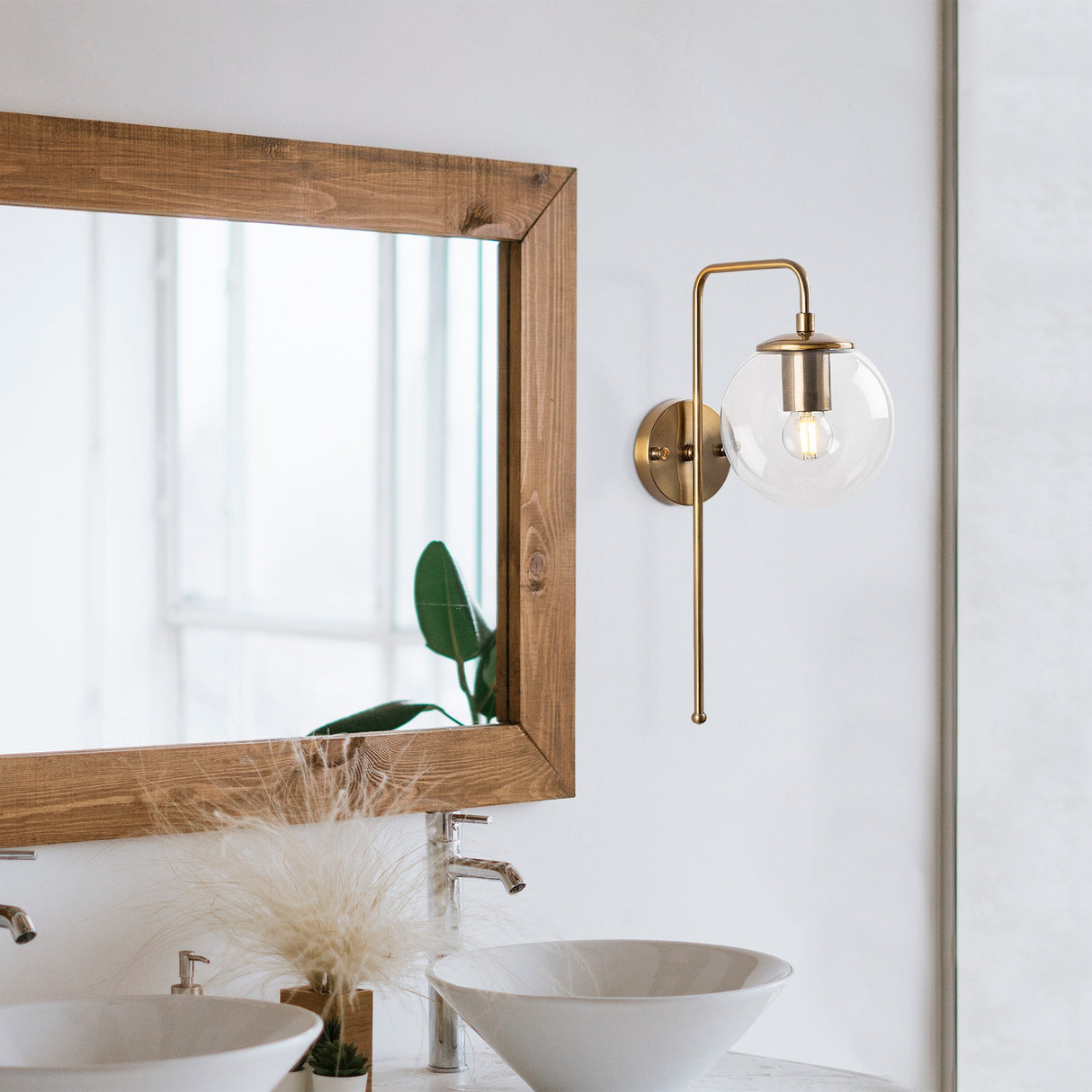 Væglampe 1-lys Bronze Farvet Klar Glas Brim