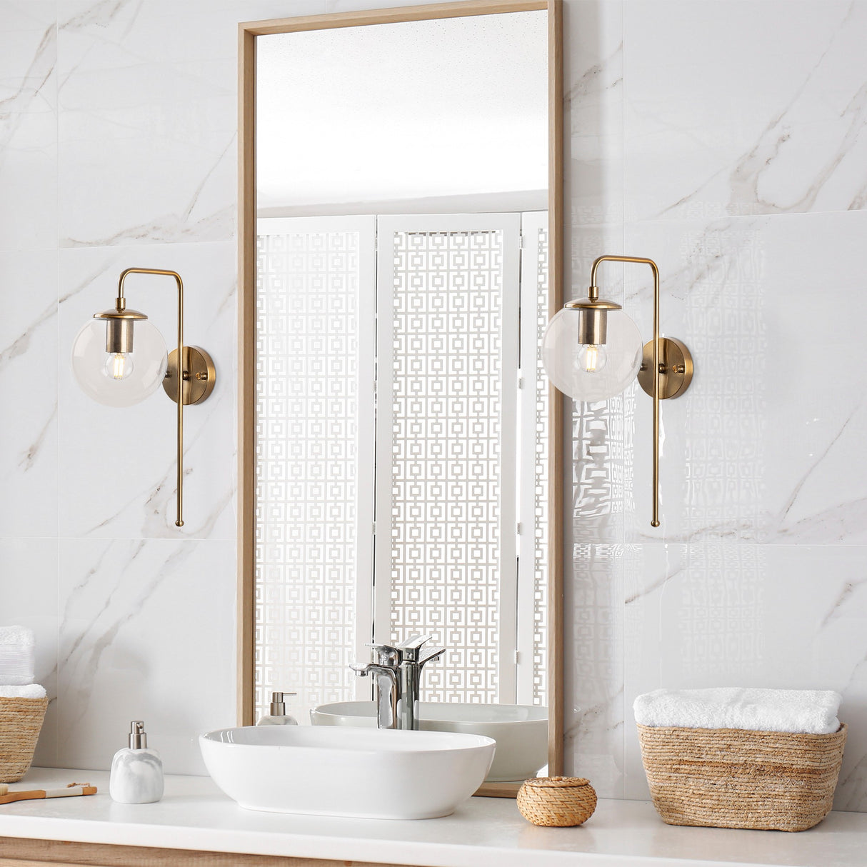 Væglampe 1-lys Bronze Farvet Klar Glas Brim