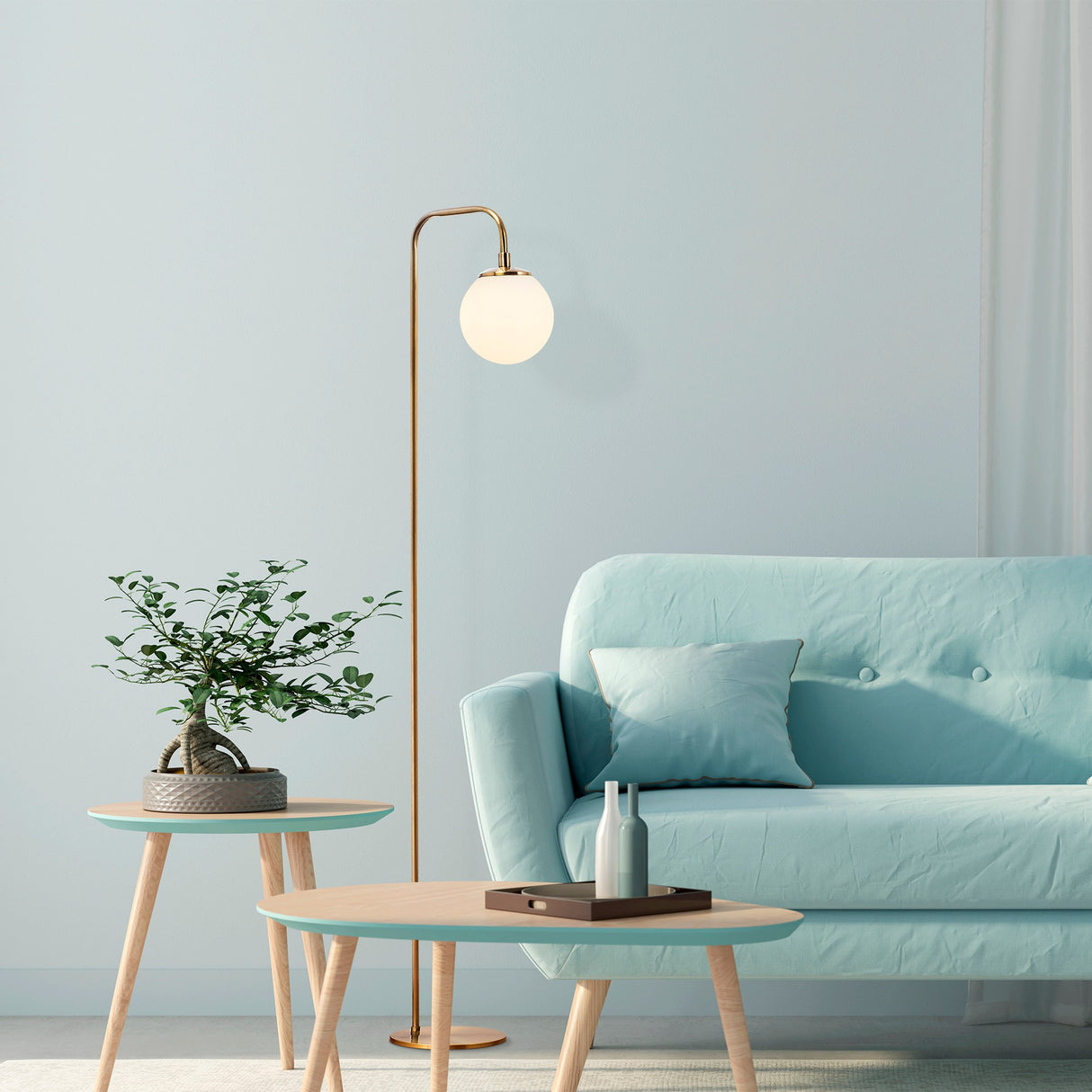 Gulvlampe Bronze Farvet Beige Glas Brim