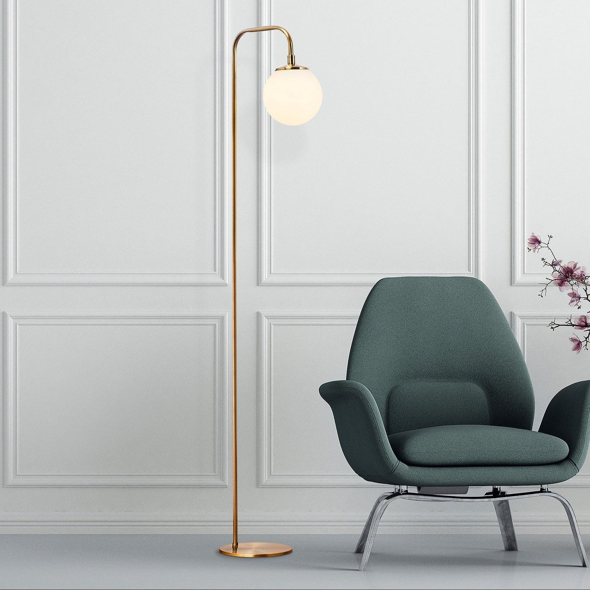 Gulvlampe Bronze Farvet Beige Glas Brim