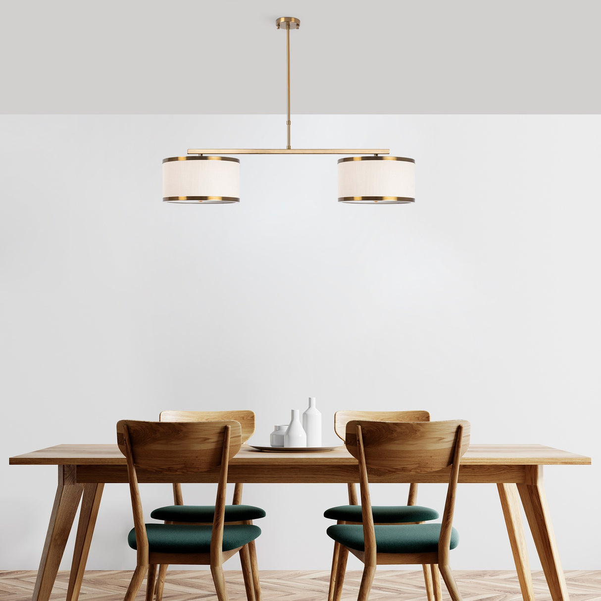 Hængelampe 2-lys Bronze farvet Stof Frost