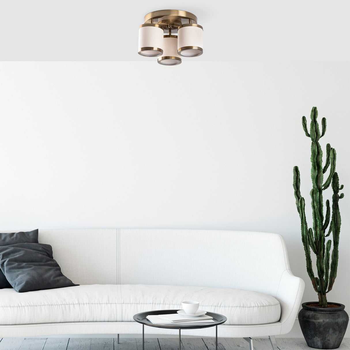 Loftlampe Bronze Farvet Stof Frost