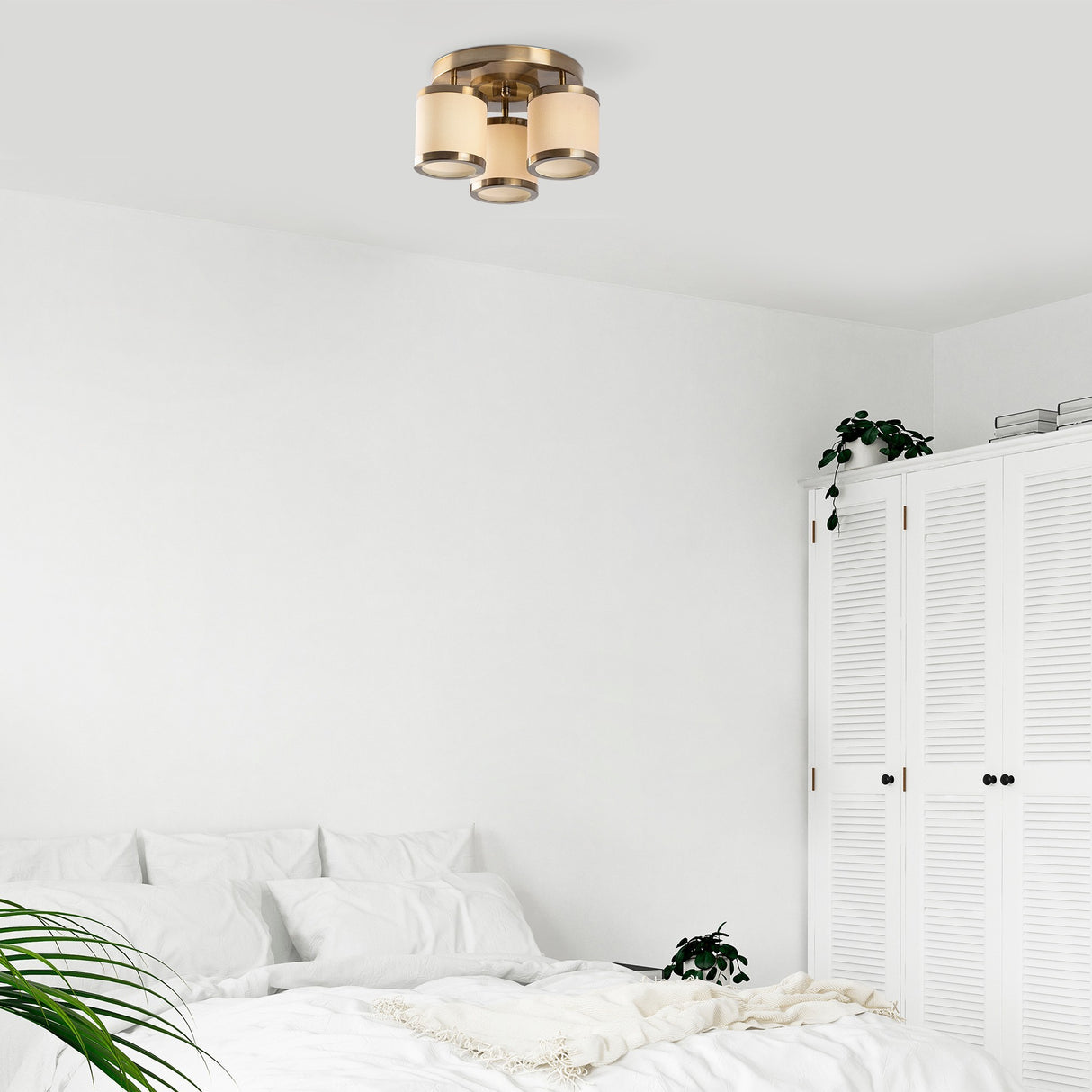 Loftlampe Bronze Farvet Stof Frost