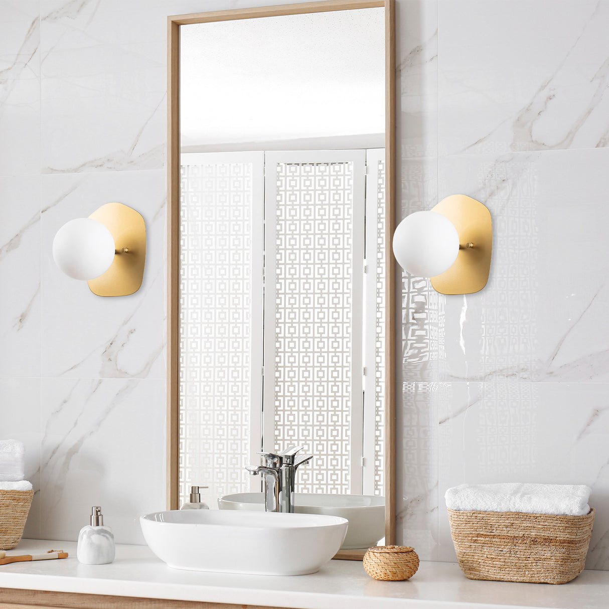 Væglampe 1-lys Guld Glas Axel