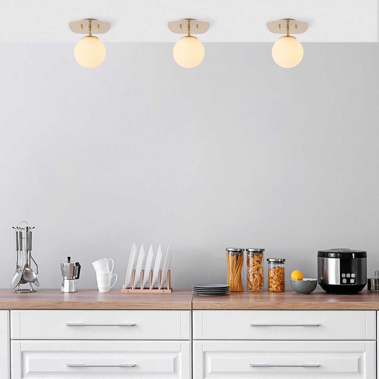 Loftlampe 1-lys Guld Glas Axel