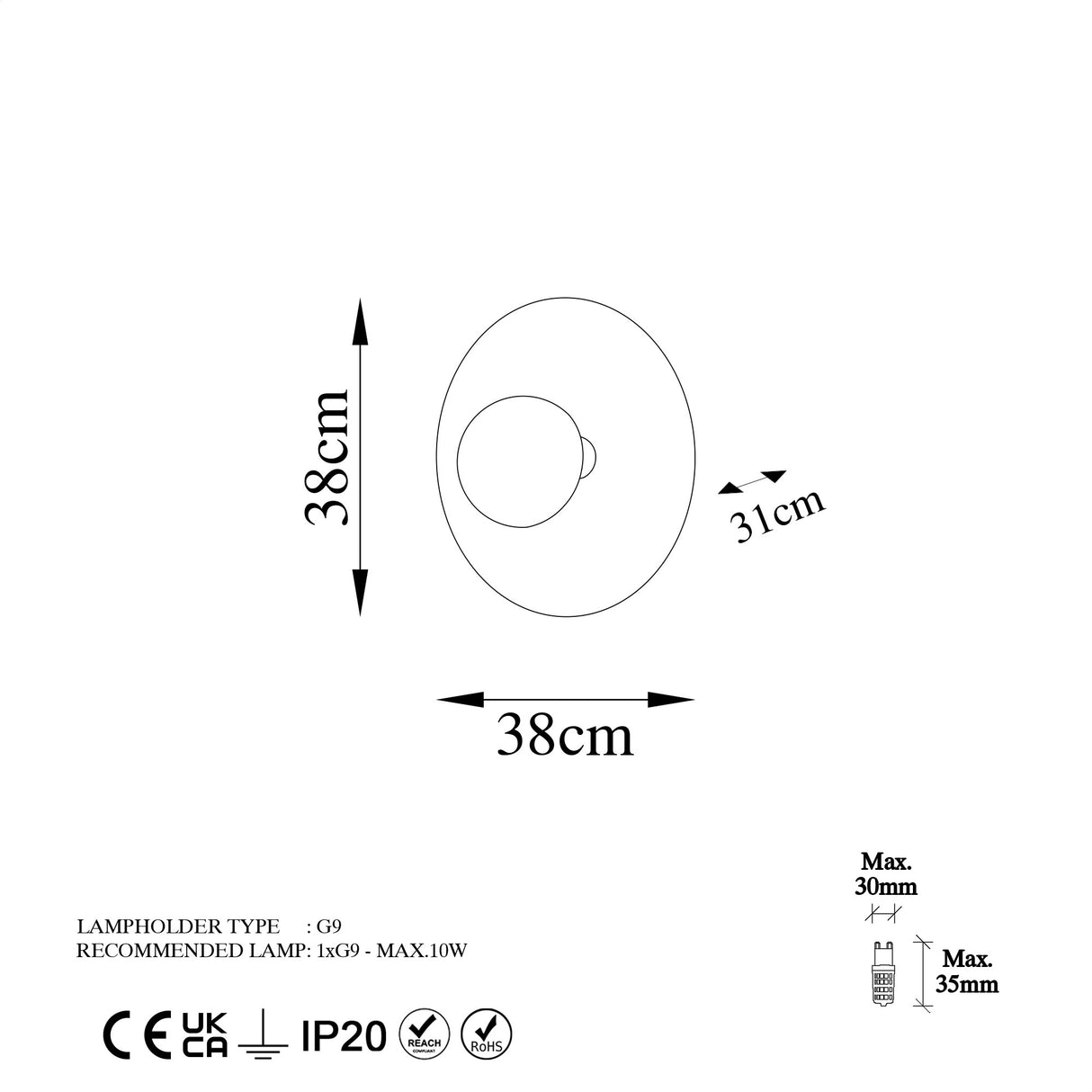 Væglampe Kobberfarvet 38 cm Metal Elevate