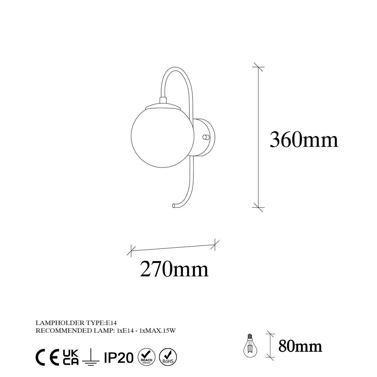 Væglampe Guld Klar Glas Lucent