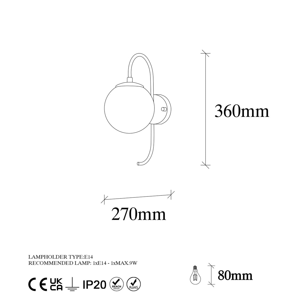 Væglampe Guld Glas Lucent