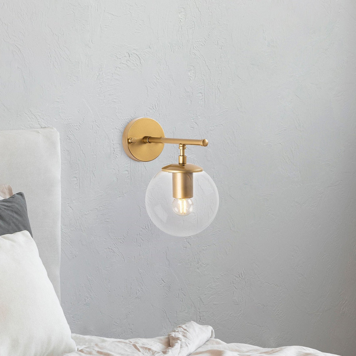 Væglampe Guld Klar Glas Obsidian