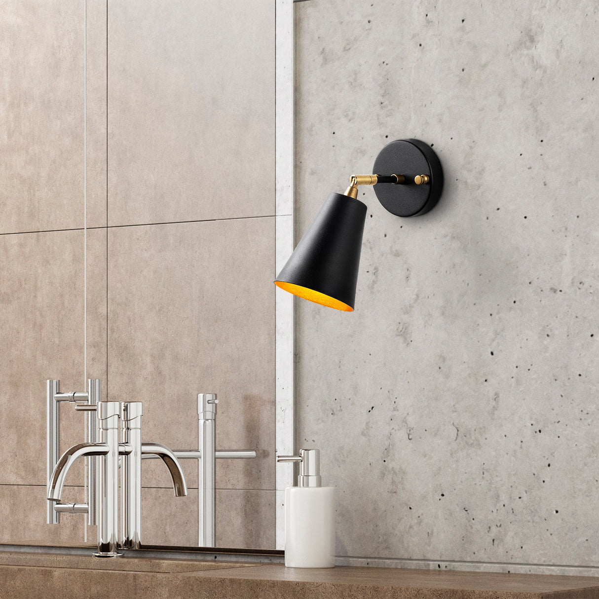 Væglampe Sort Guld Glas Glacier