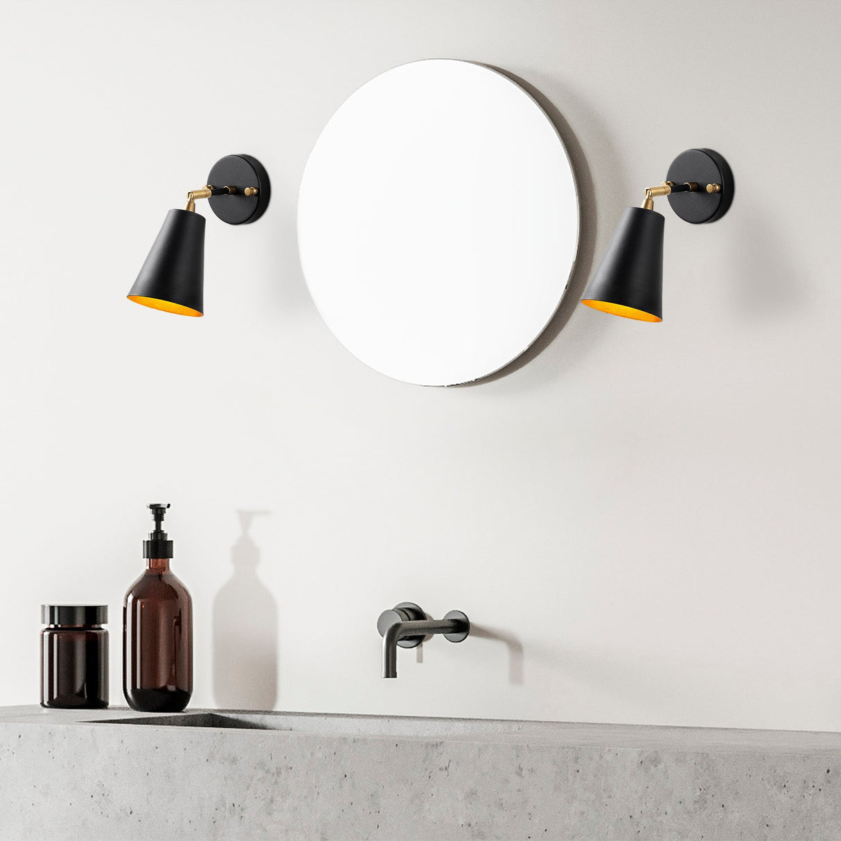 Væglampe Sort Guld Glas Glacier