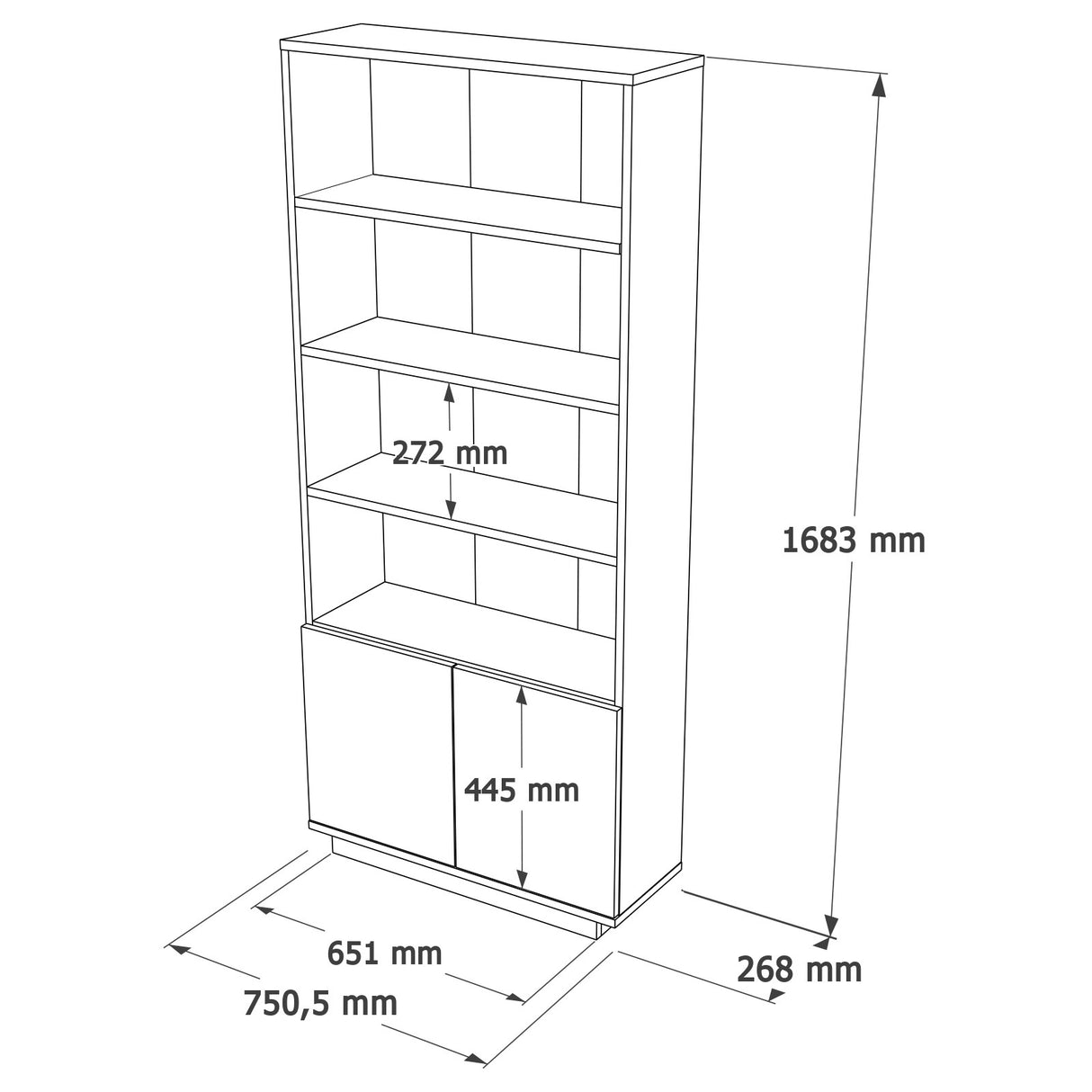 Reol Nautica Atlantic Pine Wood Hvid Melamin 75x168,3x26,8 cm