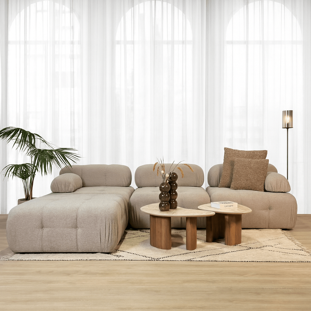 Banken - Modulaire bank 3 - zits met hocker Doblo beige - Dimehouse