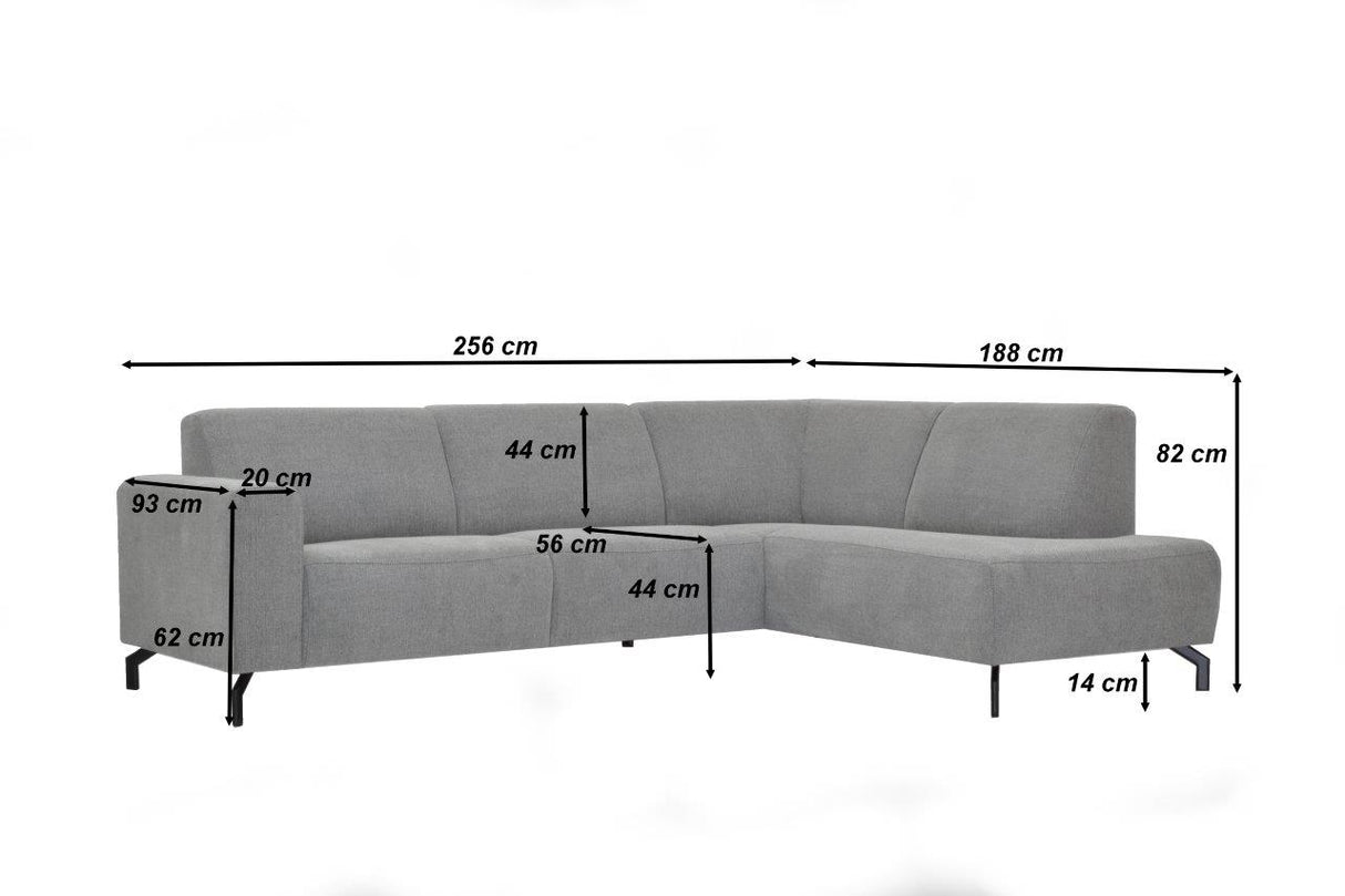 Industrielt hjørne sofa stof grå verona ret