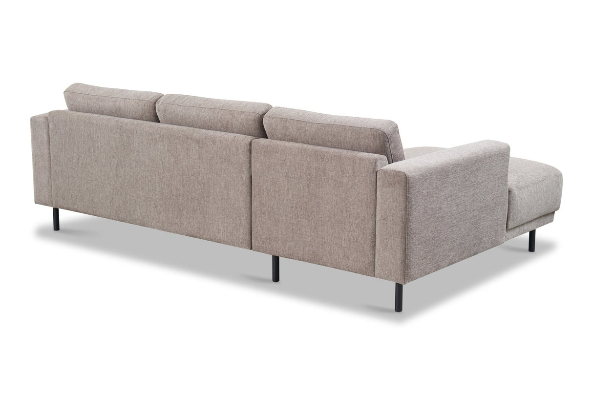 Banken - Moderne Hoekbank Links Taupe Stof Aniko met Chaise Longue 238x142x78 cm - Dimehouse