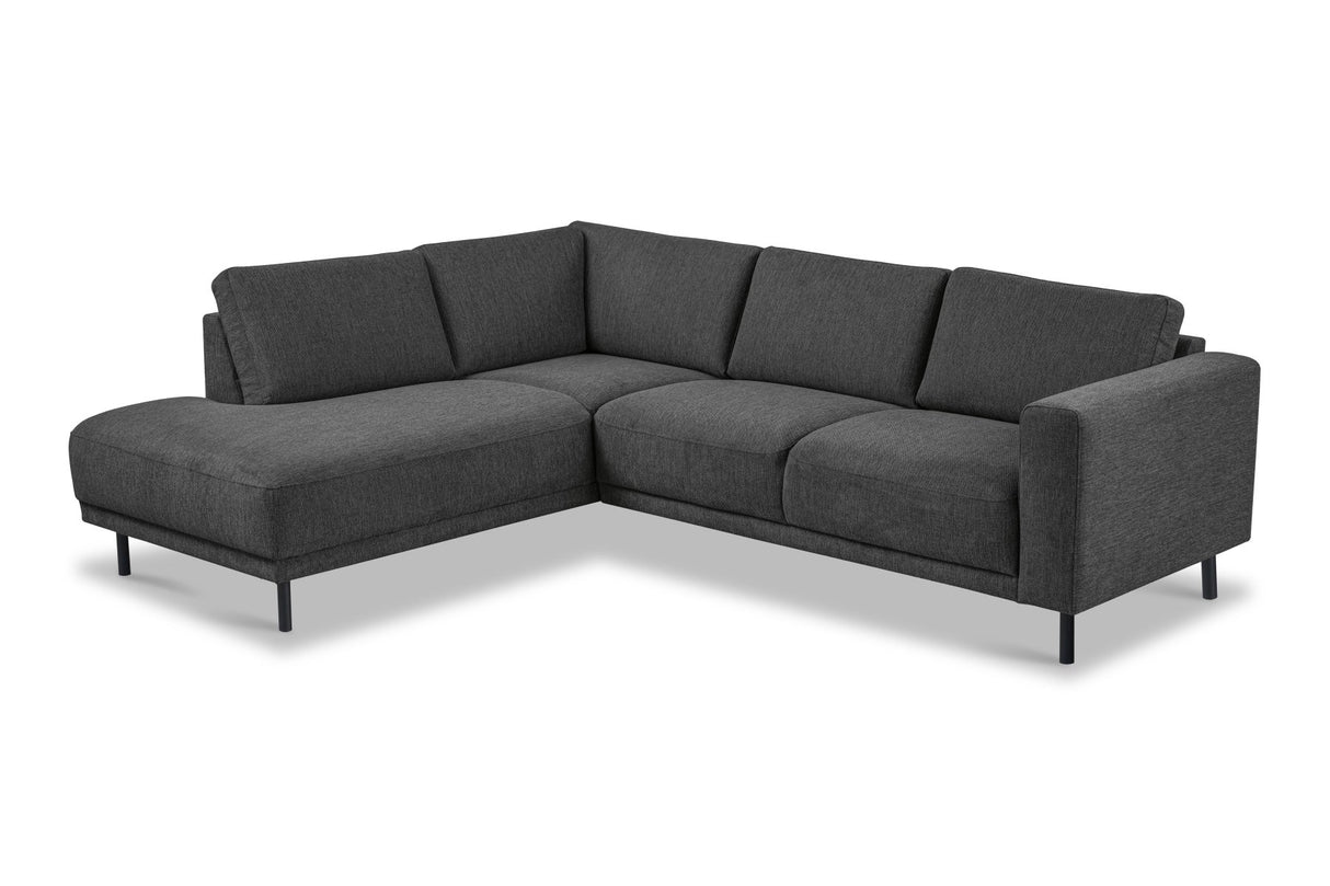 Moderne 3-zits hoekbank met Lounger Antraciet Stof Aniko links 240x197x78 cm