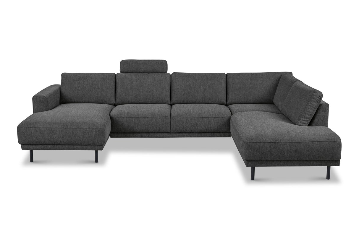 Moderne U-Bank hoekbank Antraciet Stof - rechts - 310x197x142 cm - Aniko