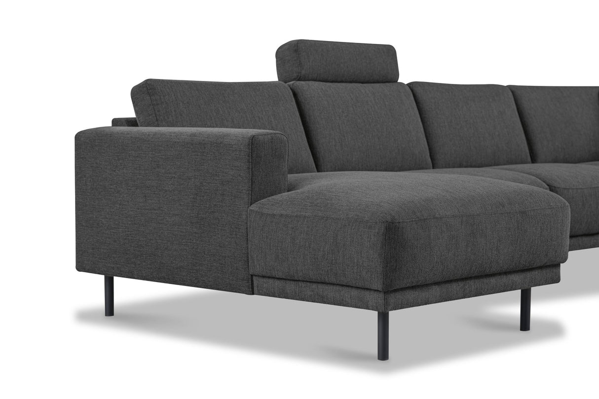 Moderne U-Bank hoekbank Antraciet Stof - rechts - 310x197x142 cm - Aniko