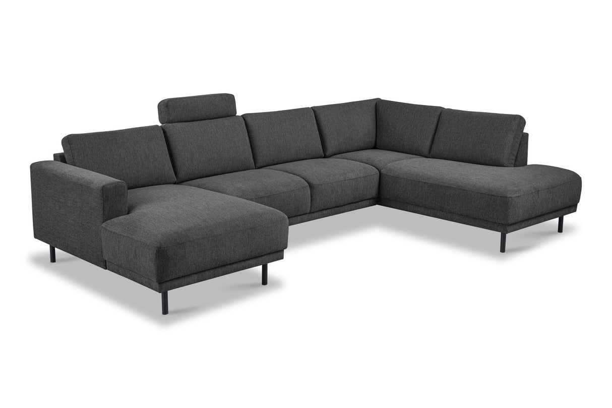 Moderne U-Bank hoekbank Antraciet Stof - rechts - 310x197x142 cm - Aniko