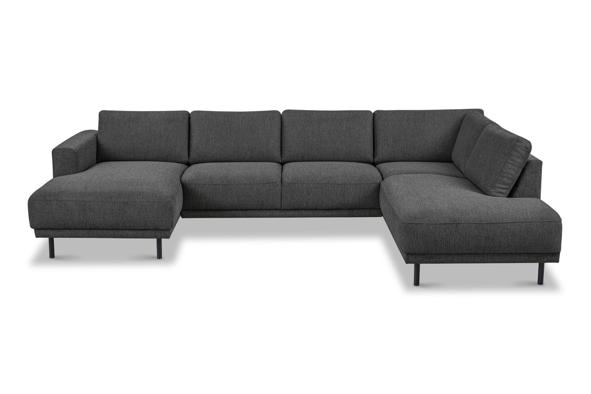 Moderne U-Bank hoekbank Antraciet Stof - rechts - 310x197x142 cm - Aniko