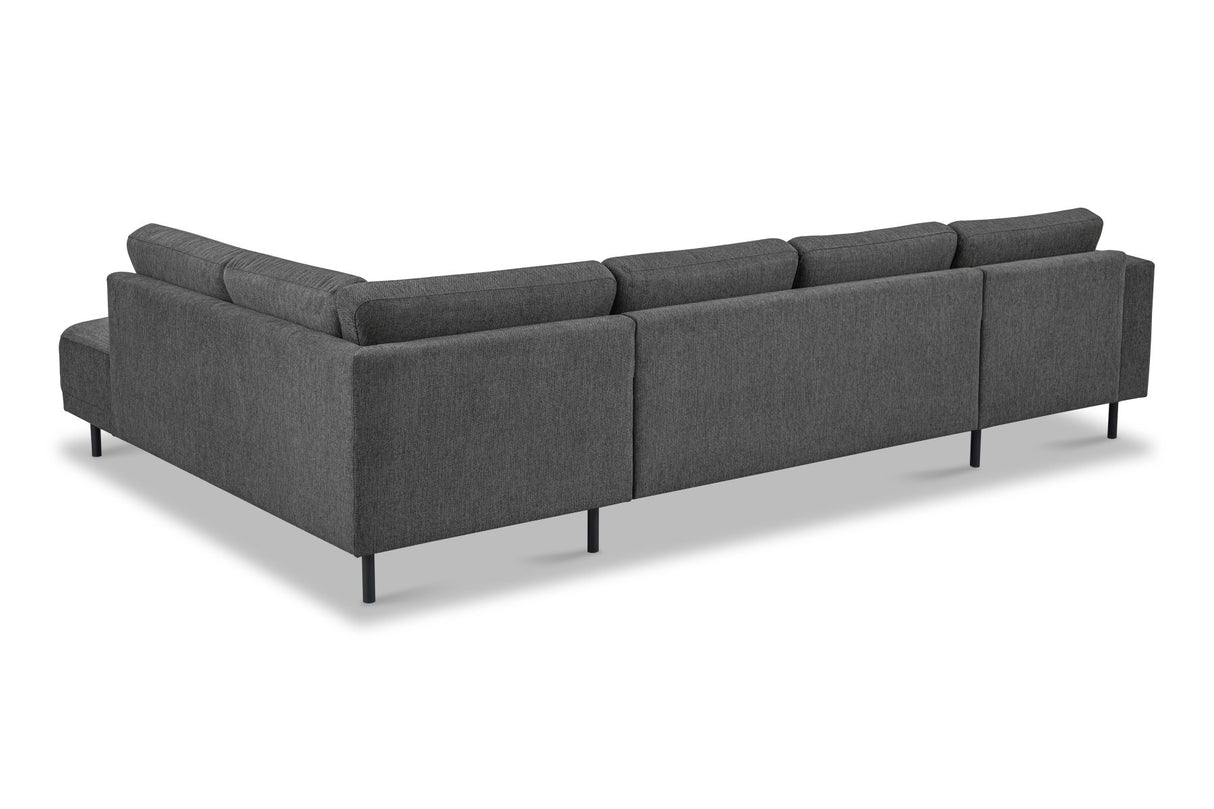 Moderne U-Bank hoekbank Antraciet Stof Aniko rechts 310x197x78 cm
