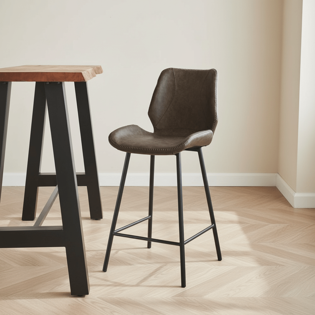 Beau Industrial Barstol Taupe imiteret læder - 67 cm Sædehøjde - Uden armlæn stemningsbillede i moderne interiør