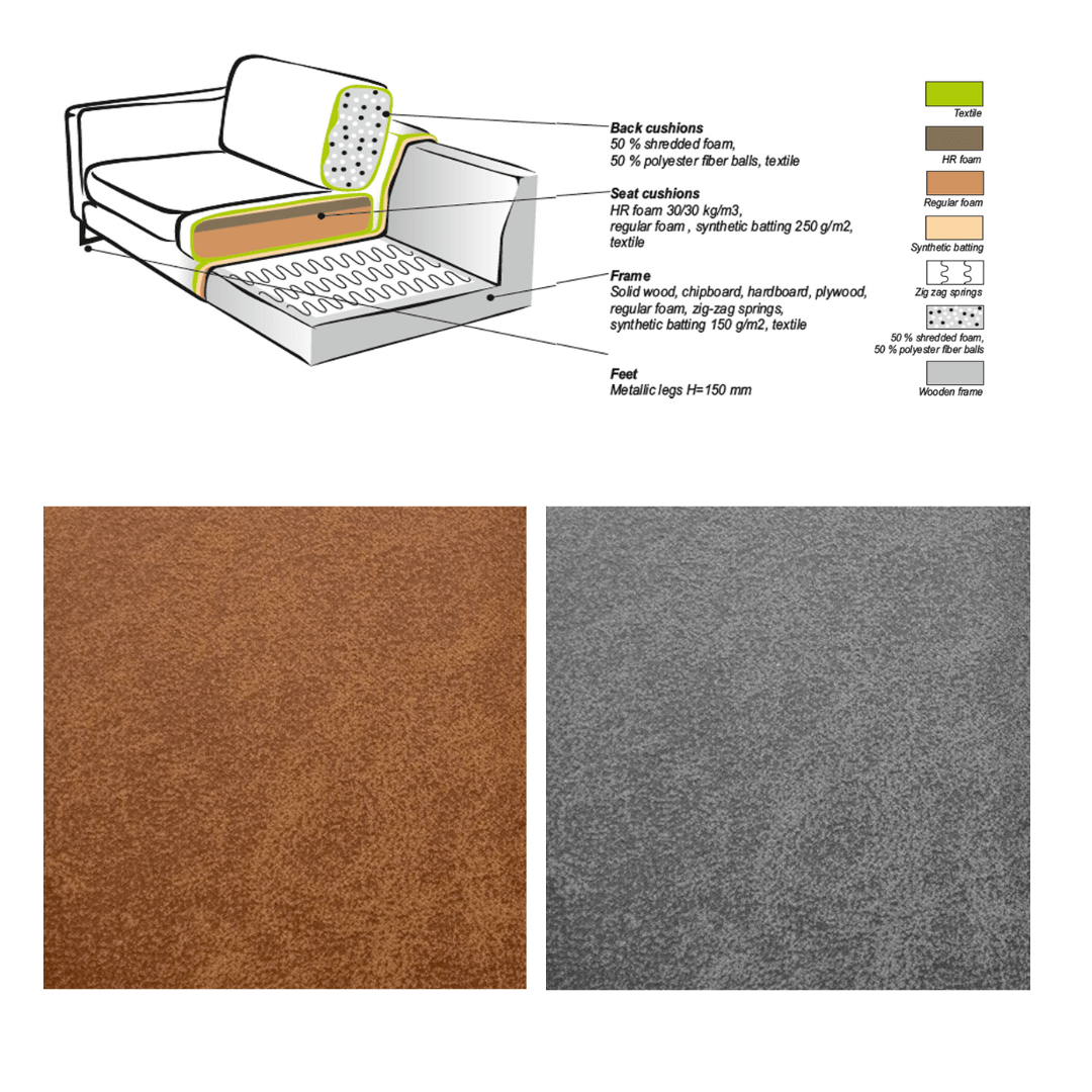 Hjørnesofa gråt mikrofiber Tulin - højre