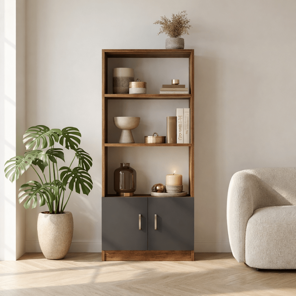 Reol Aventur Valnød Antracit Melamin 63,6x140x37,6 cm