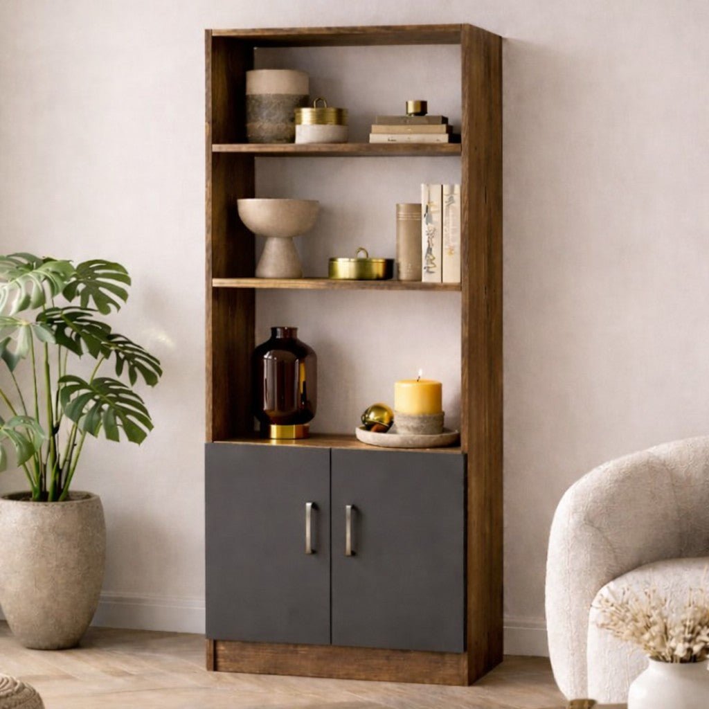 Reol Aventur Valnød Antracit Melamin 63,6x140x37,6 cm
