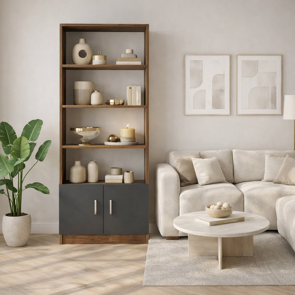Reol Aventur Valnød Antracit Melamin 63,6x140x37,6 cm