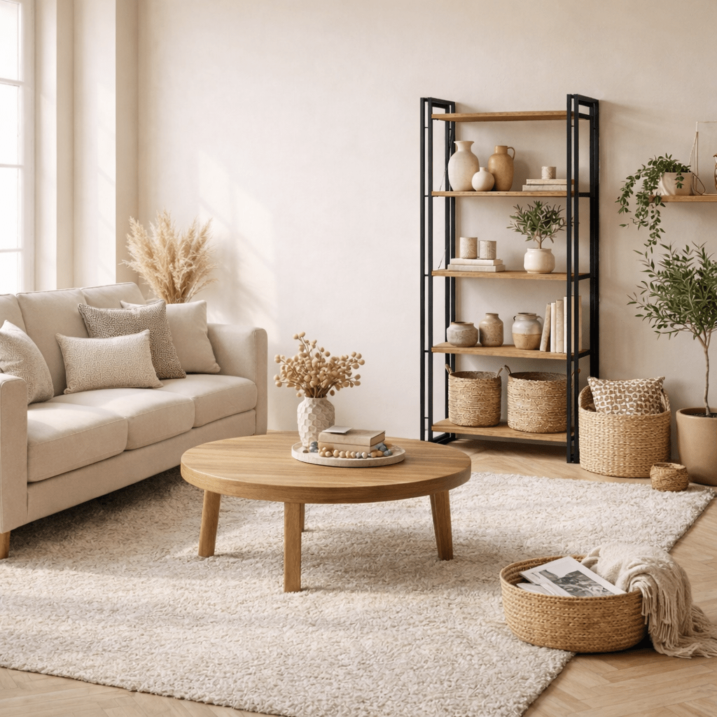 Industriel reol fyrretræ melamin sort metal Cosmo 60x180x35 cm