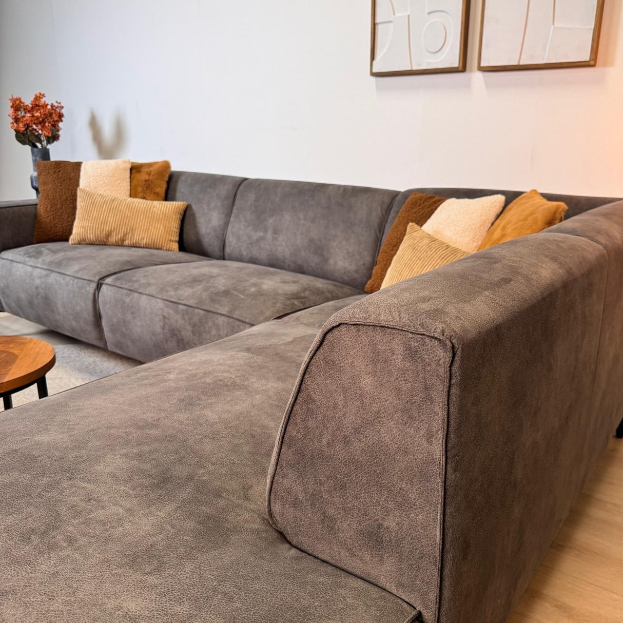 Industriel hjørnesofa antracit eco-læder Brisbane - højre
