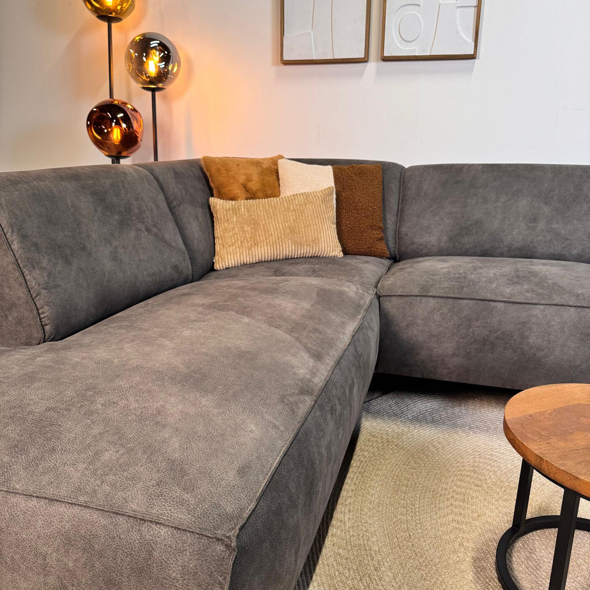 Industriel hjørnesofa antracit eco-læder Brisbane - venstre