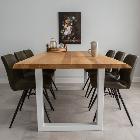 Spisebord Revi Egetræ - Stammeform - Hvid U-benet