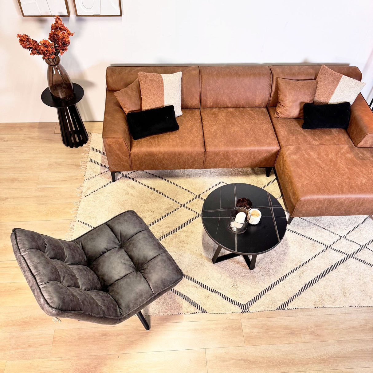 Drejestol Yuki Antracit Øko-læder 360° Drejbar