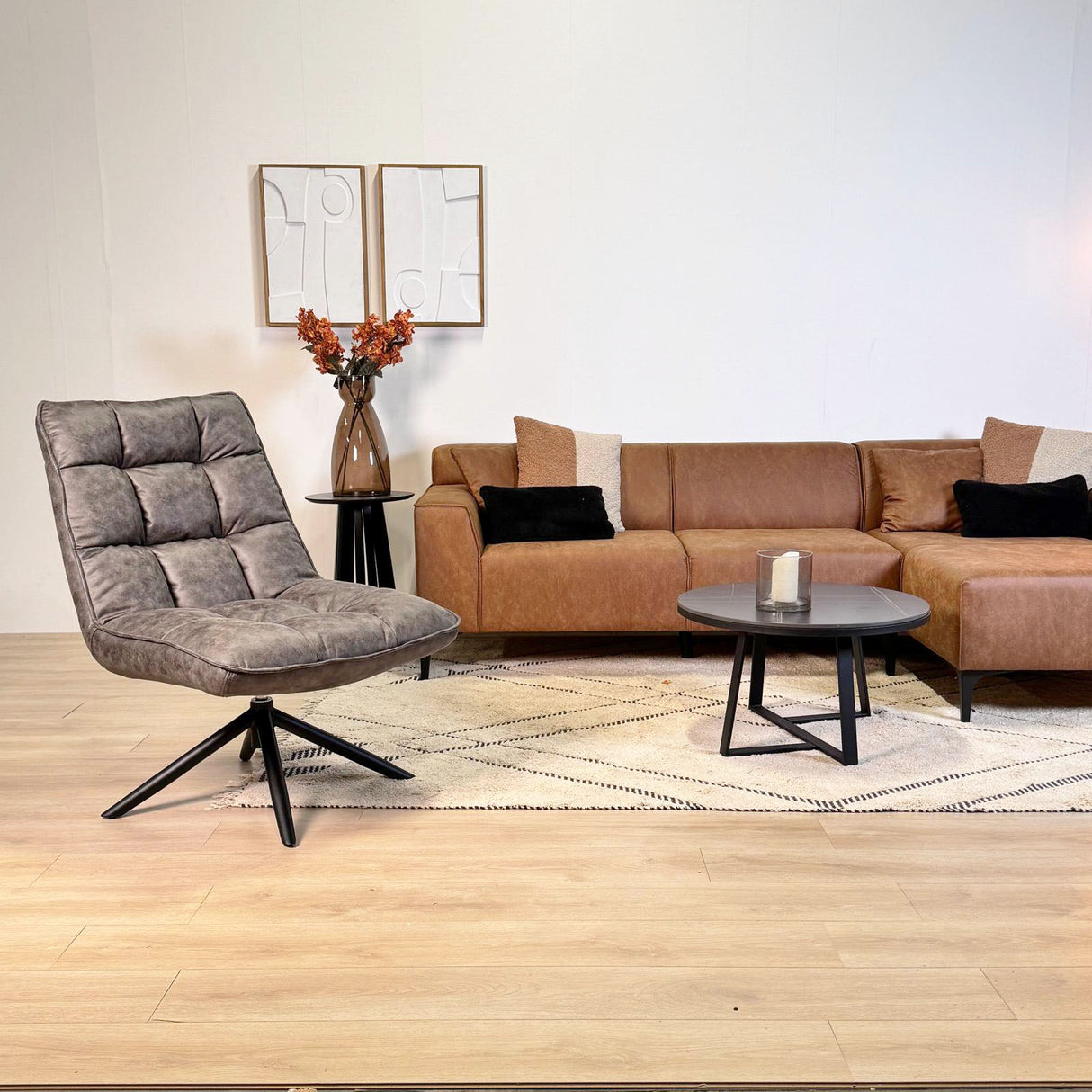 Drejestol Yuki Antracit Øko-læder 360° Drejbar