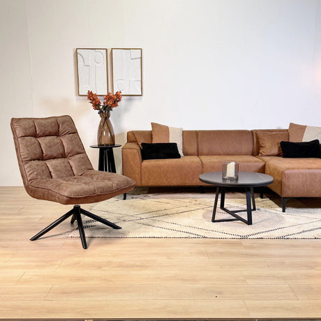 Drejestol Yuki Cognac Øko-læder 360° Drejbar