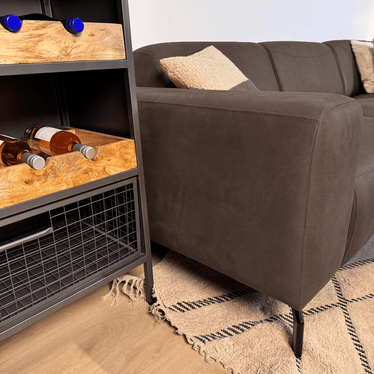 Hjørnesofa antracit robust eco-læder Barin - højre