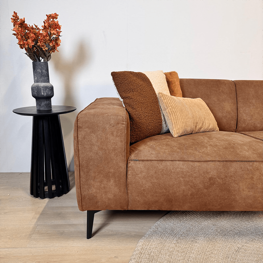 Industriel hjørnesofa cognac eco-læder Brisbane - højre