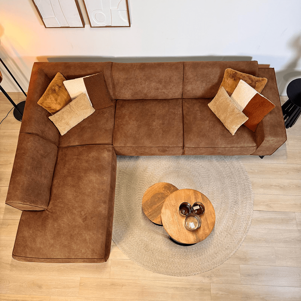 Industriel hjørnesofa cognac eco-læder Brisbane - venstre
