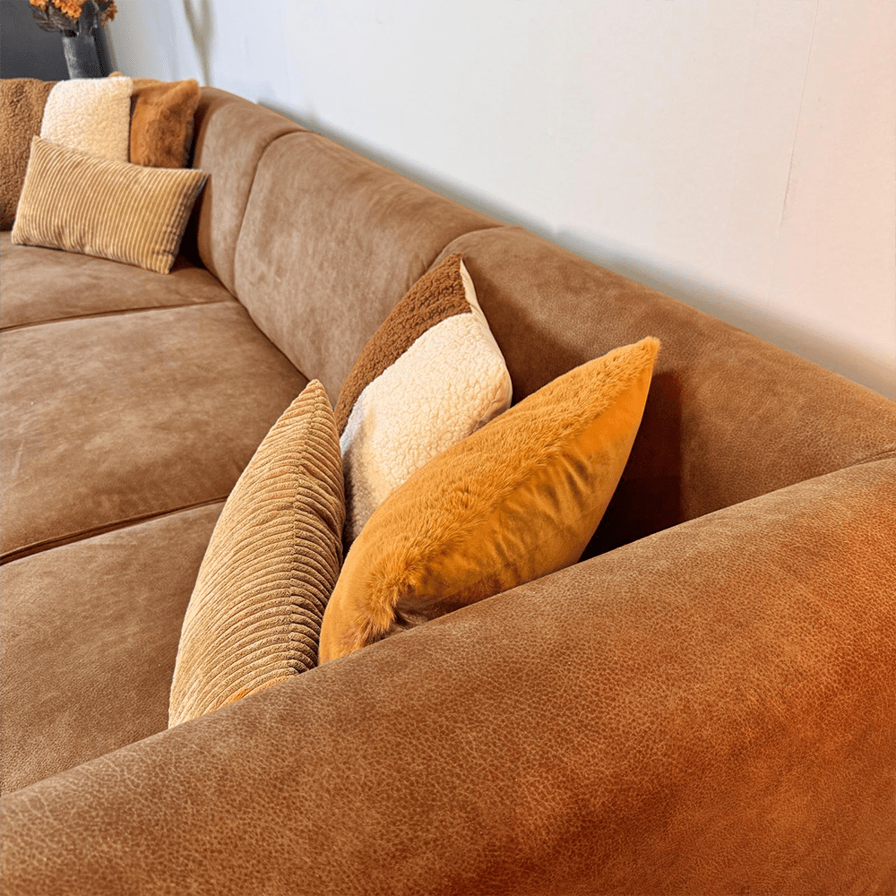 Industriel hjørnesofa cognac eco-læder Brisbane - højre