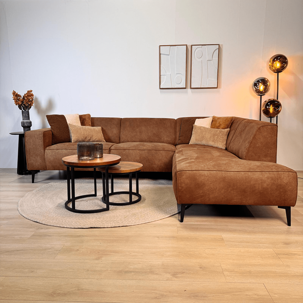 Industriel hjørnesofa cognac eco-læder Brisbane - højre